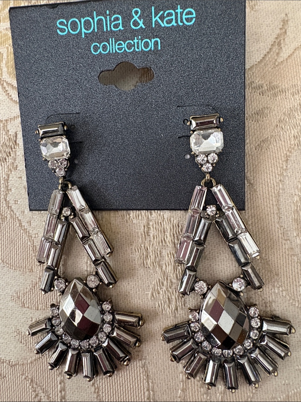 Sophia & Katie Collection Silver-Tone Crystal Drop Earrings